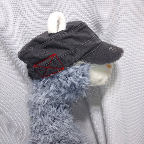 Gray Distressed Cotton Newsboy CAP Hat for Girls Women w Pigtails Red Stitching - Picture 4 of 12